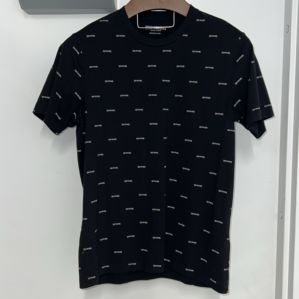 Medium True Religion Black T with White logo All-Over